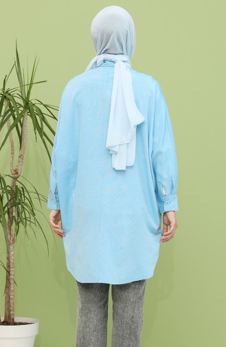 Oversize Cepli Tunik 2533-07 Mavi