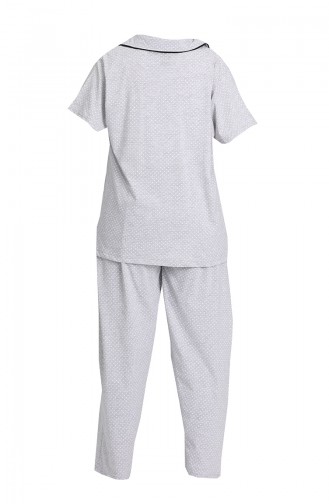 Büyük Beden Kısa Kollu Pijama Takımı 202067-01 Gri