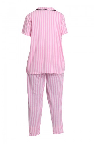 Büyük Beden Kısa Kollu Pijama Takımı 202068-01 Pembe