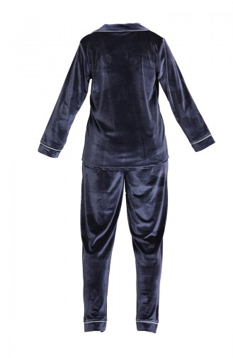 Kadife Düğmeli Pijama Takım 1540-04 Antrasit