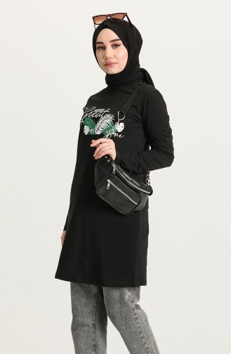 Bedruckte Tunika 6011-01 Schwarz 6011-01