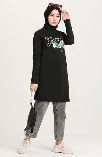 Bedruckte Tunika 6011-01 Schwarz 6011-01