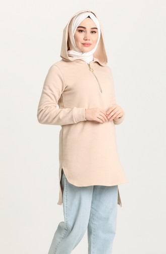 Kapüşonlu Tunik 1450-08 Vizon