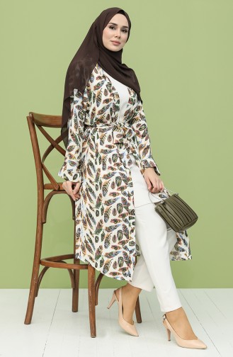 Desenli Kimono 21Y8275-02 Bej