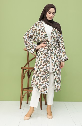 Desenli Kimono 21Y8275-02 Bej