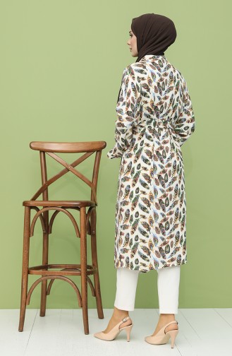 Desenli Kimono 21Y8275-02 Bej