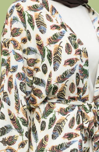 Desenli Kimono 21Y8275-02 Bej