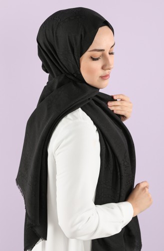 Soft Jakarlı Şal 15250-01 Siyah