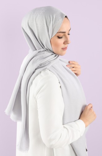 Soft Jakarlı Şal 15250-12 Gümüş Gri