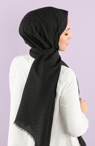 Soft Jakarlı Şal 15251-01 Siyah