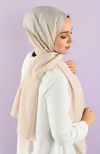 Soft Jakarlı Şal 15251-13 Açık Pudra