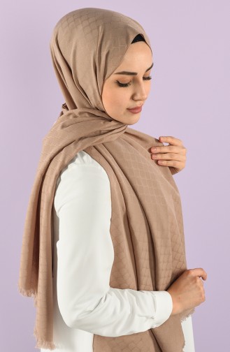 Soft Jakarlı Şal 15251-18 Vizon