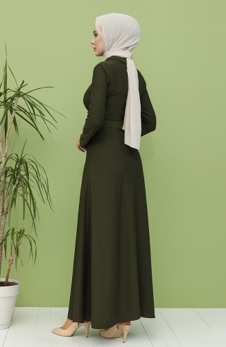 فستان أخضر تبغ 0550-08