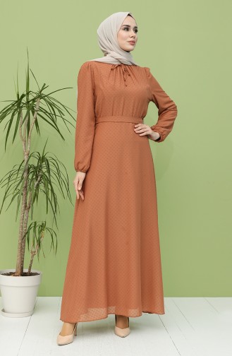 Beige Hijab Dress 4354-02