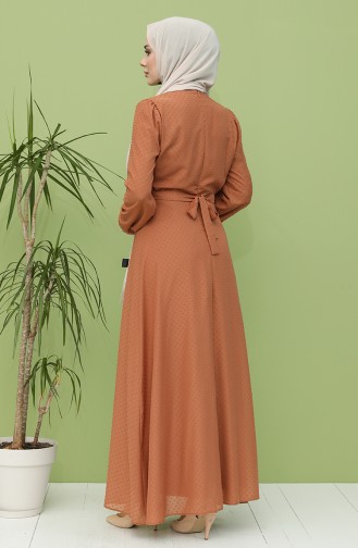 Beige Hijab Dress 4354-02
