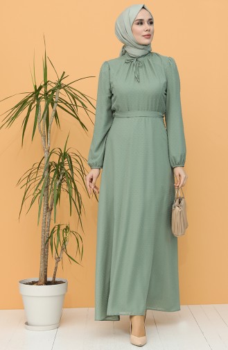 Green Almond Hijab Dress 4354-03