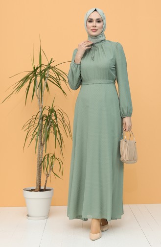 Robe Hijab Vert noisette 4354-03