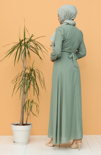Green Almond Hijab Dress 4354-03