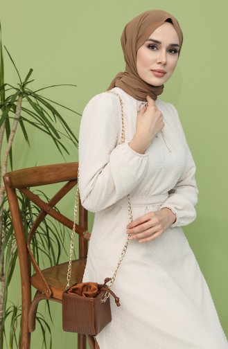 Cream İslamitische Jurk 4354-04