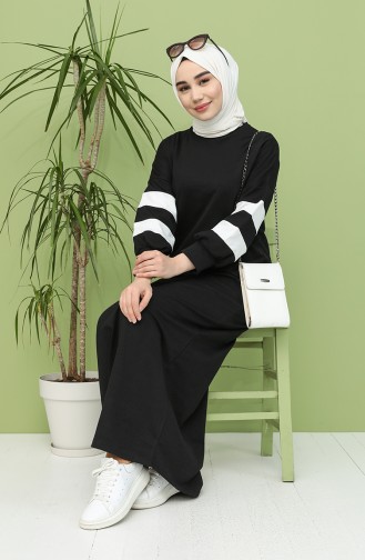 Schwarz Hijab Kleider 1005-01