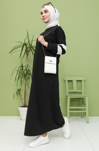 Schwarz Hijab Kleider 1005-01