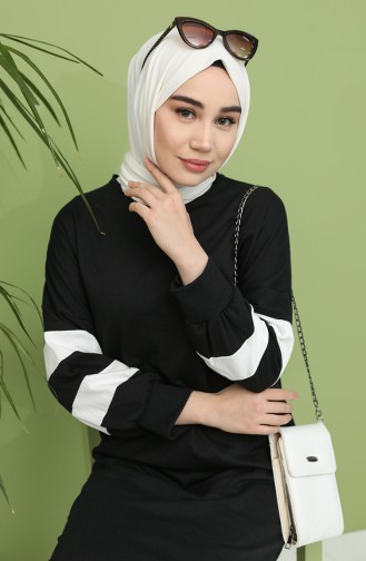 Schwarz Hijab Kleider 1005-01