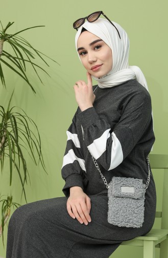 Rauchgrau Hijab Kleider 1005-02