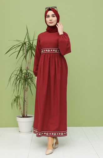 Weinrot Hijab Kleider 21Y8235-03