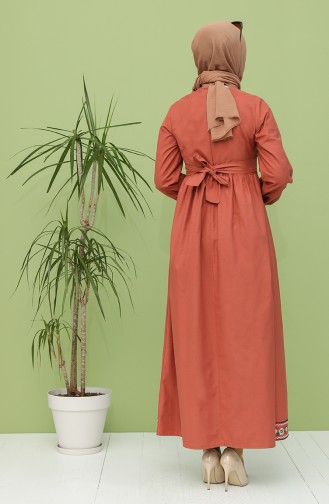 Ziegelrot Hijab Kleider 21Y8235-07