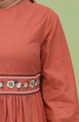 Nakışlı Elbise 21Y8235-07 Kiremit