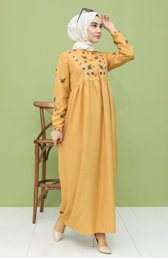 Mustard Hijab Dress 21Y8251-06