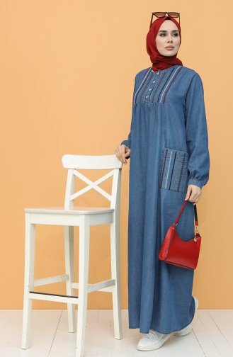 Jeansblau Hijab Kleider 21Y8264-02