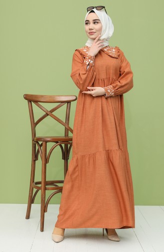 Brick Red Hijab Dress 21Y8281-02