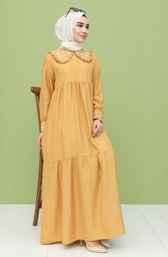 Mustard Hijab Dress 21Y8281-05