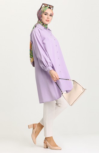 Yarasa Kol Düğmeli Tunik 3001-05 Lila