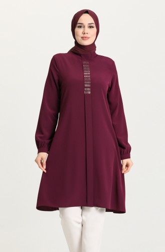 Önü Taşlı Tunik 5622-04 Mürdüm