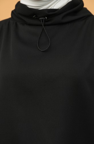 Fermuar Detaylı Bluz Etek İkili Takım 2341-01 Siyah