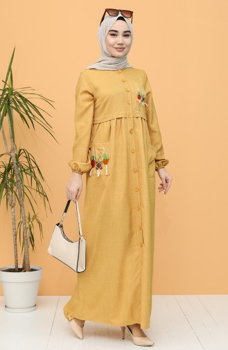 Mustard Hijab Dress 21Y8239-03