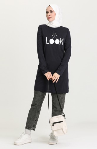 Bedruckte Tunika 6014-02 Dunkelblau 6014-02