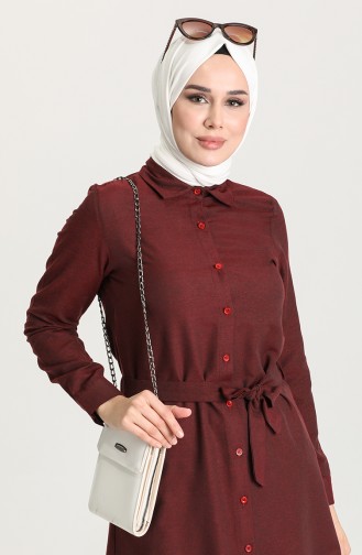 Kuşaklı Tunik 6505-06 Bordo