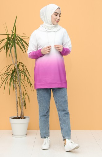 Kapüşonlu Sweatshirt 2290-01 Mor