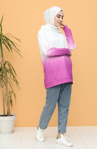 Kapüşonlu Sweatshirt 2290-01 Mor