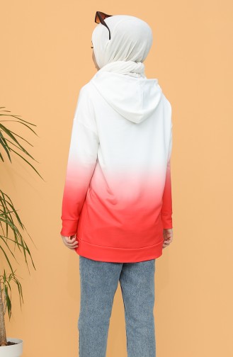 Kapüşonlu Sweatshirt 2290-02 Kırmızı