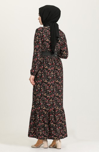 Schwarz Hijab Kleider 4300A-04