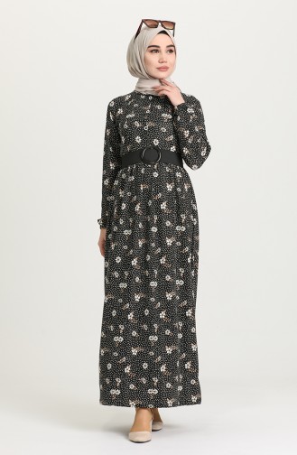 Schwarz Hijab Kleider 4400-02