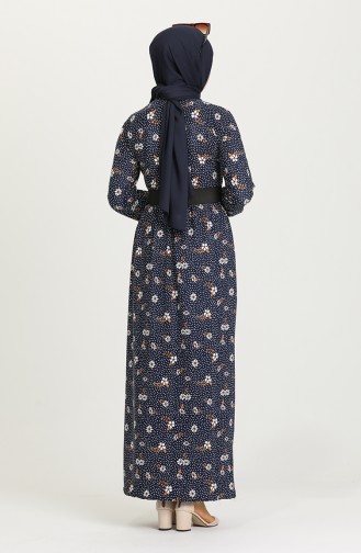 Navy Blue Hijab Dress 4400-03