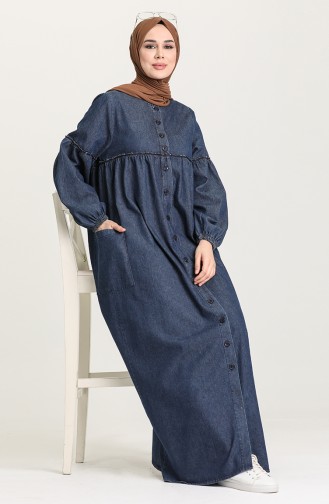 Navy Blue Hijab Dress 21Y8228-01