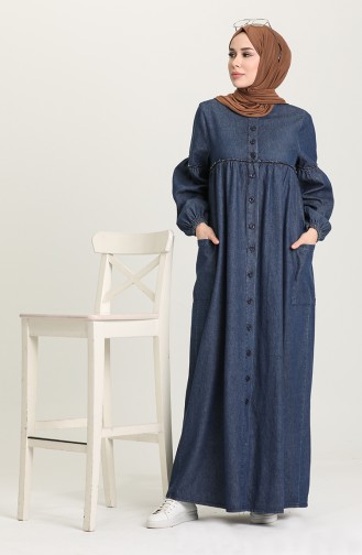 Navy Blue Hijab Dress 21Y8228-01
