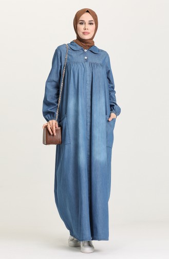 Jeansblau Hijab Kleider 21Y8265-02
