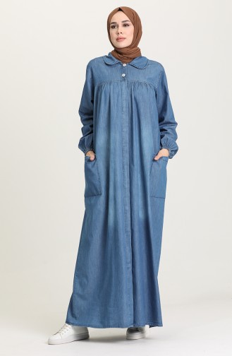 Jeansblau Hijab Kleider 21Y8265-02